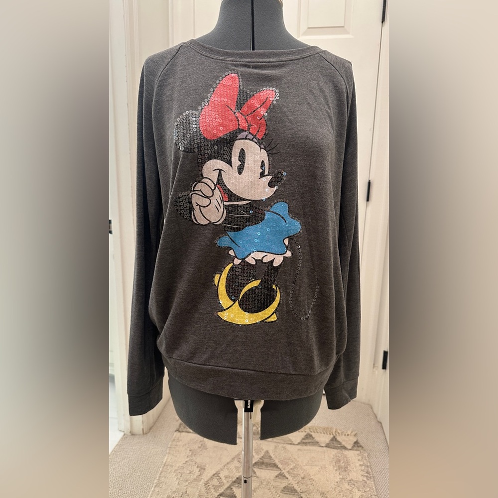 Disney Charcoal Gray Minnie Mouse Sweatshirt, sz L